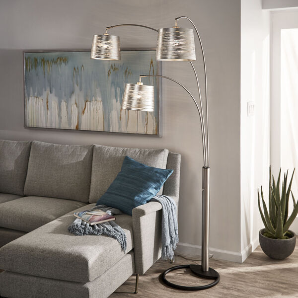 Mori Polished Nickel Three-Light Tree Floor Lamp, image 4